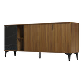 Bufet modern cu aspect marmură Riba, stil elegant, materiale, nuc-negru, 180x40x78 cm, foto produs