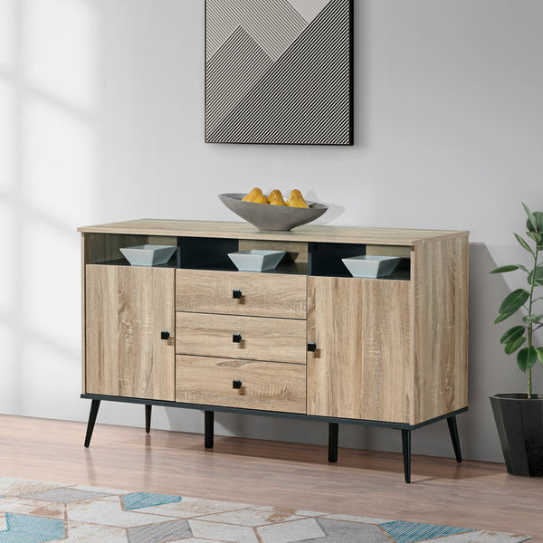 Bufet modern cu sertare Zezan, lemn, sonoma-gri închis, 140x41x80 cm