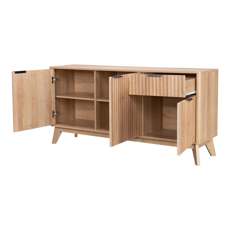 Bufet modern cu spatiu de depozitare Hamea, Natur, 150x39x73 cm, perspectiva suplimentara