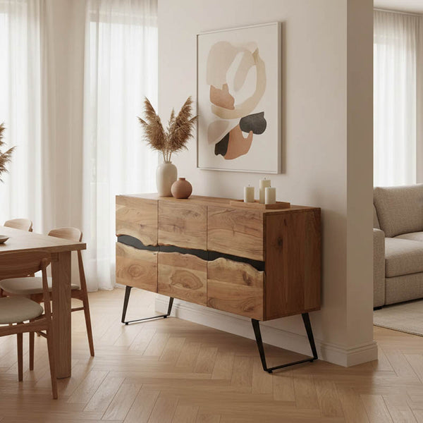 Cabinet Imena, lemn de acacia, Natur, 148x43x86 cm