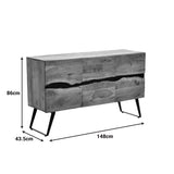 Cabinet Imena, lemn de acacia, Natur, 148x43x86 cm