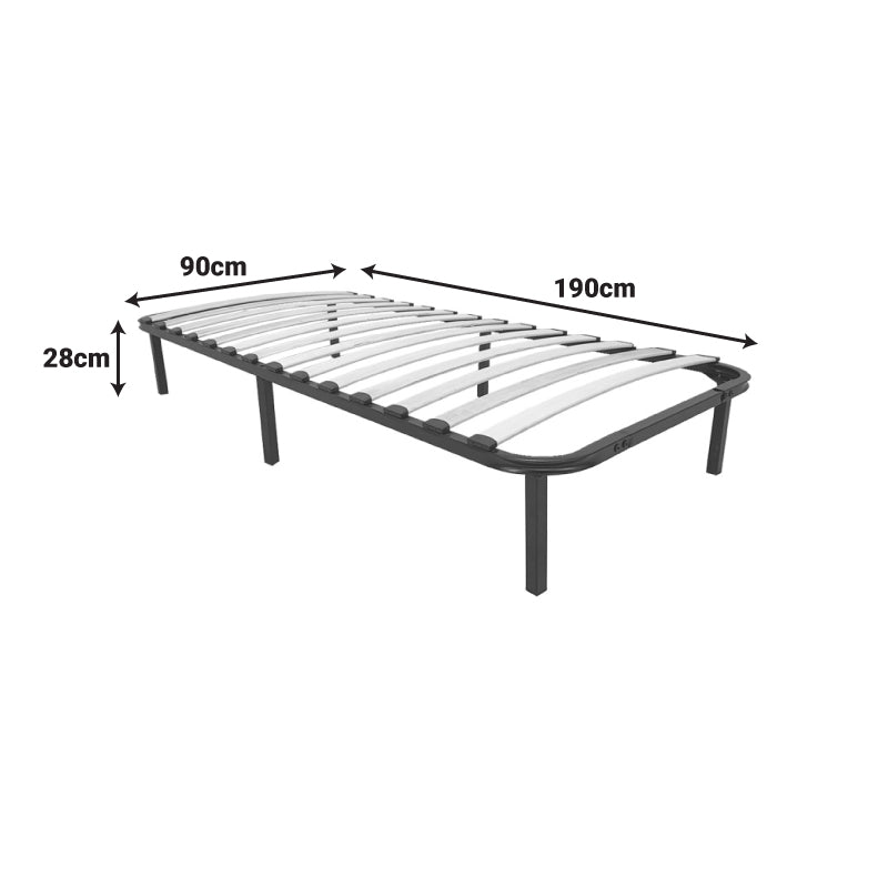 Cadru pat metalic cu design Amaso, metal, Negru, 90x190x28 cm