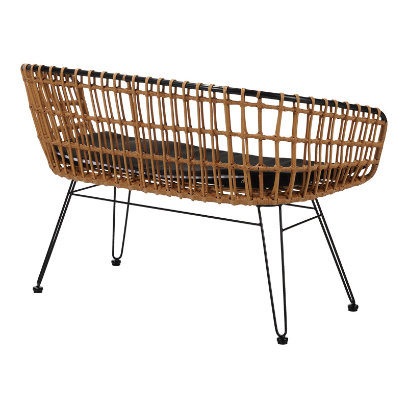 Canapea 2 locuri cu Naoki, Negru/Bej, Metal/Textil, 120x55x79 cm