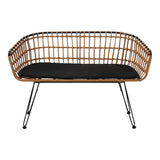 Canapea 2 locuri cu Naoki, Negru/Bej, Metal/Textil, 120x55x79 cm