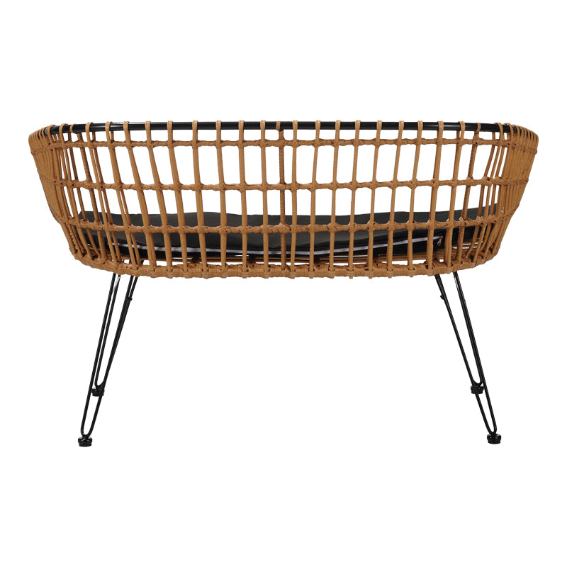Canapea 2 locuri cu Naoki, Negru/Bej, Metal/Textil, 120x55x79 cm