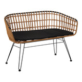 Canapea 2 locuri cu Naoki, Negru/Bej, Metal/Textil, 120x55x79 cm