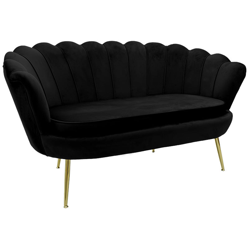 Canapea 2 locuri Daimon catifea, 134x70x77 cm - Negru