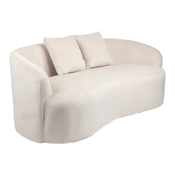 Canapea 2 locuri Raini cu perne catifea, crem, 178x82x68 cm