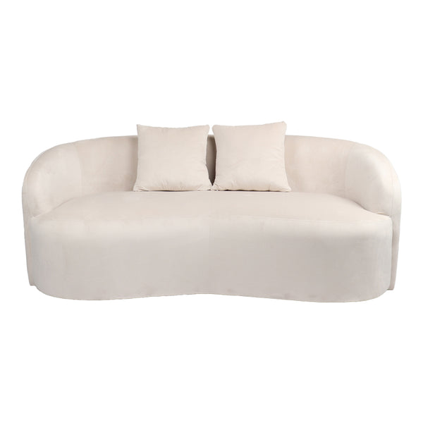 Canapea 2 locuri Raini cu perne catifea, crem, 178x82x68 cm