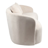 Canapea 2 locuri Raini cu perne catifea, crem, 178x82x68 cm