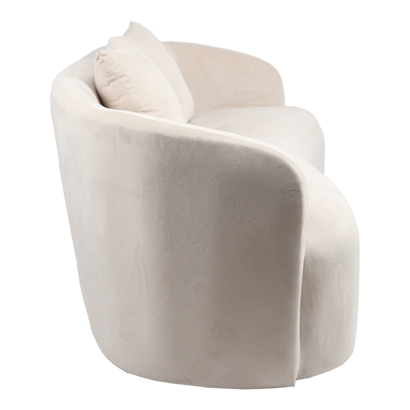Canapea 2 locuri Raini cu perne catifea, crem, 178x82x68 cm, perspectiva suplimentara