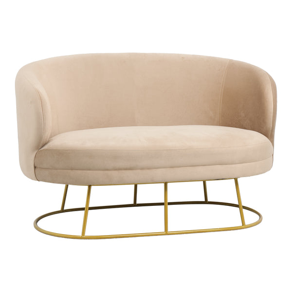 Canapea 2 locuri Rony catifea bej, aurii, 135x75x85 cm