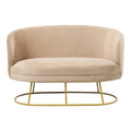 Canapea 2 locuri Rony catifea bej, aurii, 135x75x85 cm, detaliu produs