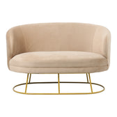 Canapea 2 locuri Rony catifea bej, aurii, 135x75x85 cm, detaliu produs