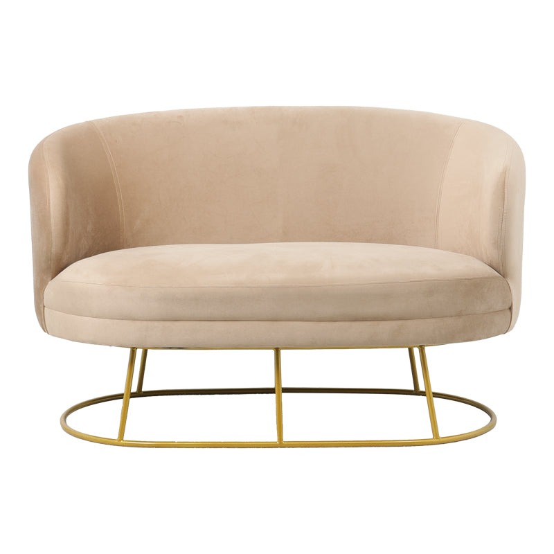 Canapea 2 locuri Rony catifea bej, aurii, 135x75x85 cm, detaliu produs