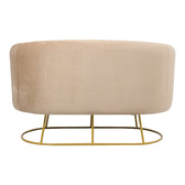 Canapea 2 locuri Rony catifea bej, aurii, 135x75x85 cm, perspectiva suplimentara