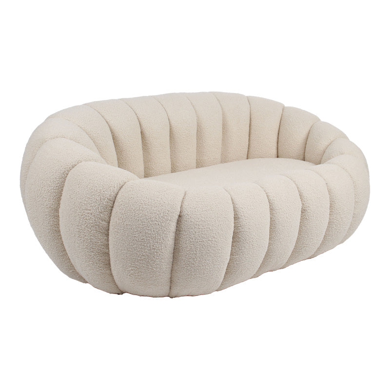 Canapea 2 locuri Yannick, Boucle, Bej, 148x92x62 cm