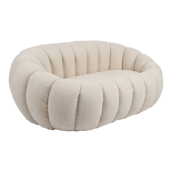 Canapea 2 locuri Yannick, Boucle, Bej, 148x92x62 cm