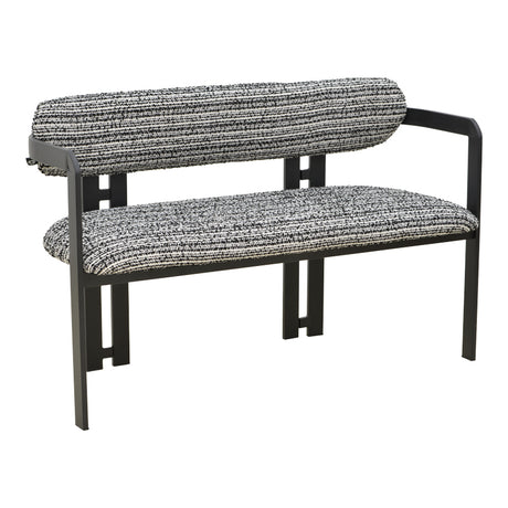 Canapea 2-seater Berdona, picioare negre, Negru, 120x47x78 cm