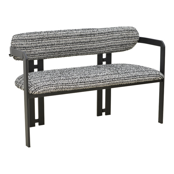 Canapea 2-seater Berdona, picioare negre, Negru, 120x47x78 cm