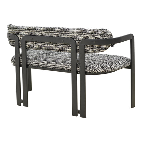 Canapea 2-seater Berdona, picioare negre, Negru, 120x47x78 cm