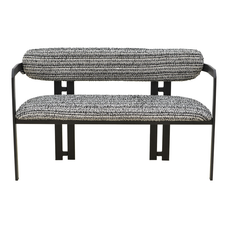 Canapea 2-seater Berdona, picioare negre, Negru, 120x47x78 cm