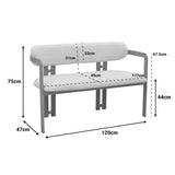 Canapea 2-seater Berdona, picioare negre, Negru, 120x47x78 cm