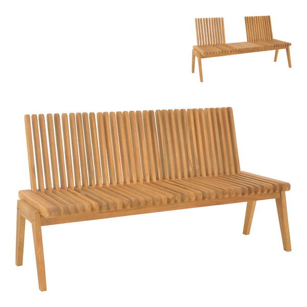 Canapea-bancă polimorfă Jey, Lemn Teak, Natur, 150x57x80 cm