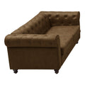 Canapea cu 2 locuri antichizata dintr-un tip incredibil de stofa maro Chesterfield, 160x84x67 cm, detaliu produs