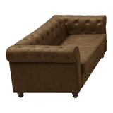 Canapea cu 2 locuri antichizata dintr-un tip incredibil de stofa maro Chesterfield, 160x84x67 cm