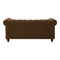 Canapea cu 2 locuri antichizata dintr-un tip incredibil de stofa maro Chesterfield, 160x84x67 cm, perspectiva suplimentara