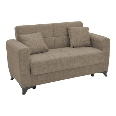 Canapea cu 2 locuri cu spatiu de depozitare Modesto Maro deschis 155x85x80 cm