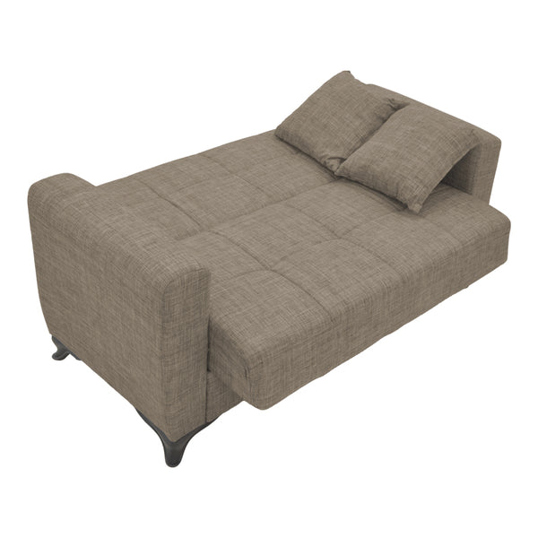 Canapea cu 2 locuri cu spatiu de depozitare Modesto, Maro deschis, 155x85x80 cm