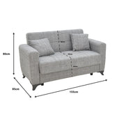 Canapea cu 2 locuri cu spatiu de depozitare Modesto, Maro deschis, 155x85x80 cm, perspectiva suplimentara