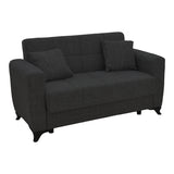 Canapea cu 2 locuri cu spatiu de depozitare Modesto, Negru, 155x85x80 cm