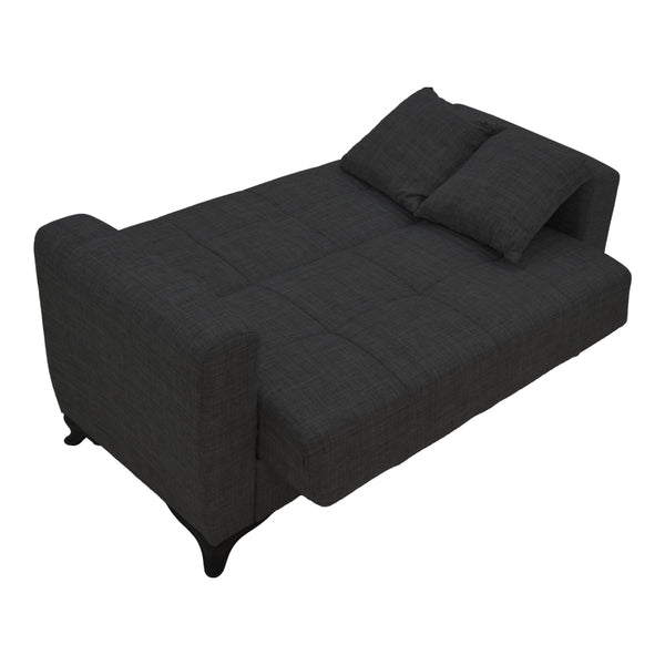 Canapea cu 2 locuri cu spatiu de depozitare Modesto, Negru, 155x85x80 cm