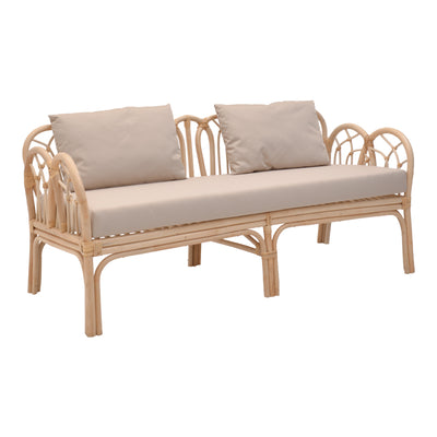 Canapea cu 2 locuri pentru gradina de gradina Ytrone Boho Natural 166x61x71 cm