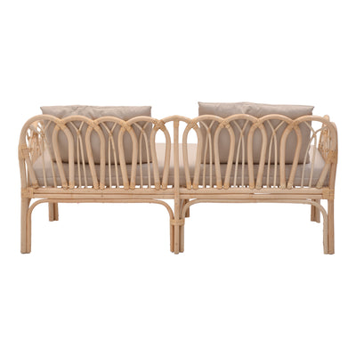 Canapea cu 2 locuri pentru gradina de gradina Ytrone Boho, Natural, 166x61x71 cm, perspectiva suplimentara