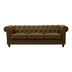 Canapea cu 3 locuri de tip Chesterfield, din tesatura maro antichizata, 203x84x67 cm