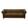 Canapea cu 3 locuri de tip Chesterfield, din tesatura maro antichizata, 203x84x67 cm, detaliu produs