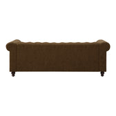 Canapea cu 3 locuri de tip Chesterfield, din tesatura maro antichizata, 203x84x67 cm, perspectiva suplimentara