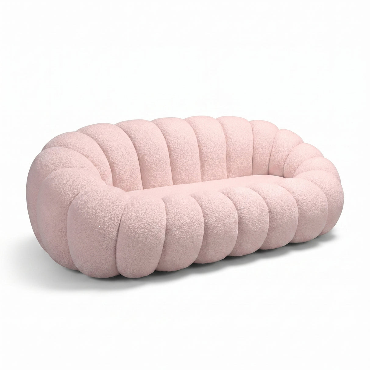 Canapea cu funcție Embrace, Țesătură bouclé, roz, 180x105x65 cm - Roz