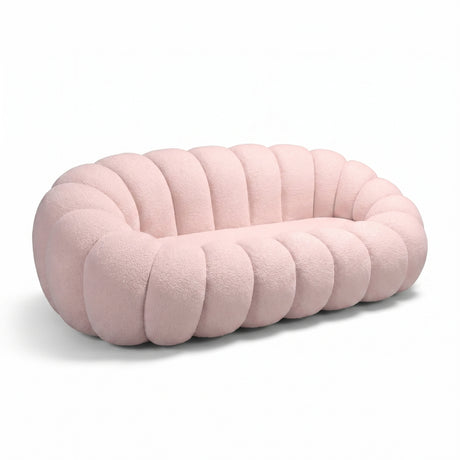 Canapea cu funcție Embrace, Țesătură bouclé, roz, 180x105x65 cm