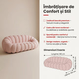 Canapea cu funcție Embrace, Țesătură bouclé, roz, 180x105x65 cm - Roz