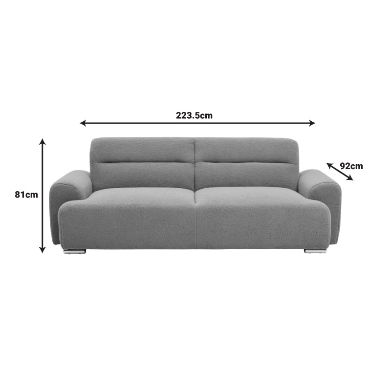 Canapea cu trei locuri Harmonious boucle verde masliniu, 224x92x81 cm, foto produs