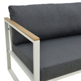 Canapea Aurelio, Metal, 3 locuri, 192x74x63 cm - Alb-Antracit