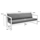 Canapea Aurelio, Metal, 3 locuri, 192x74x63 cm - Alb-Antracit