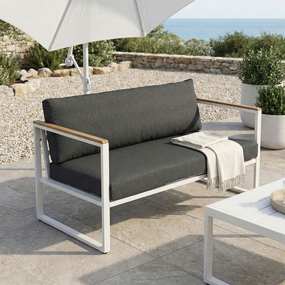 mobilier de gradina Canapea dublă cu funcție de relaxare, Aurelio, Metalic, Alb cu perne antracit, 130x74x63 cm
