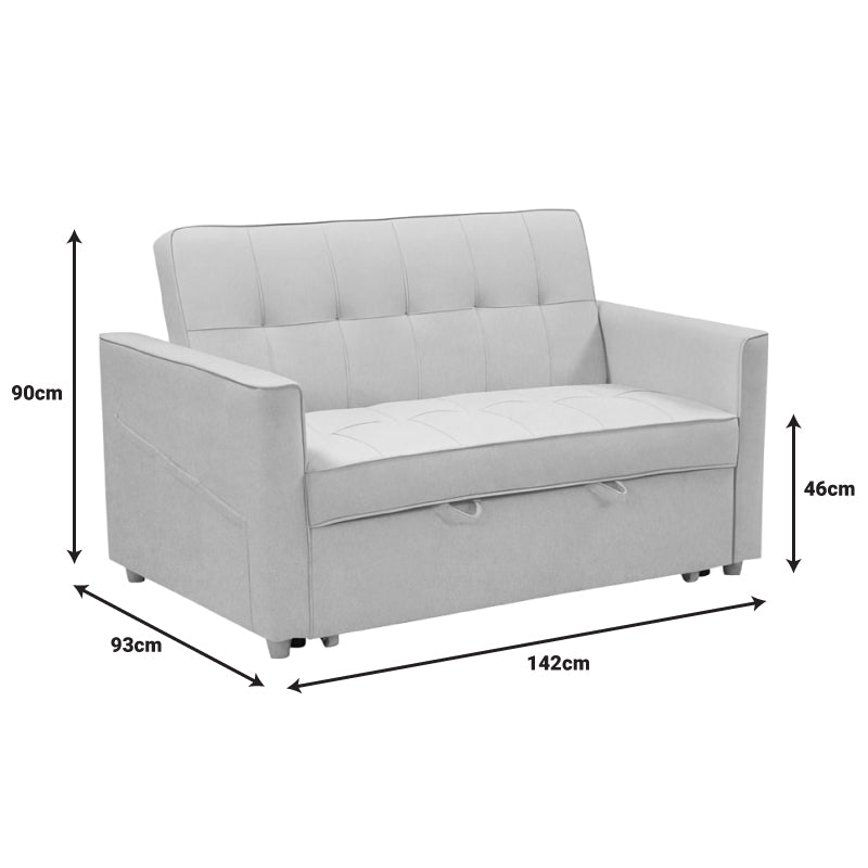 Canapea extensibila 2 locuri Commit, bej-gri, 142x93x46 cm