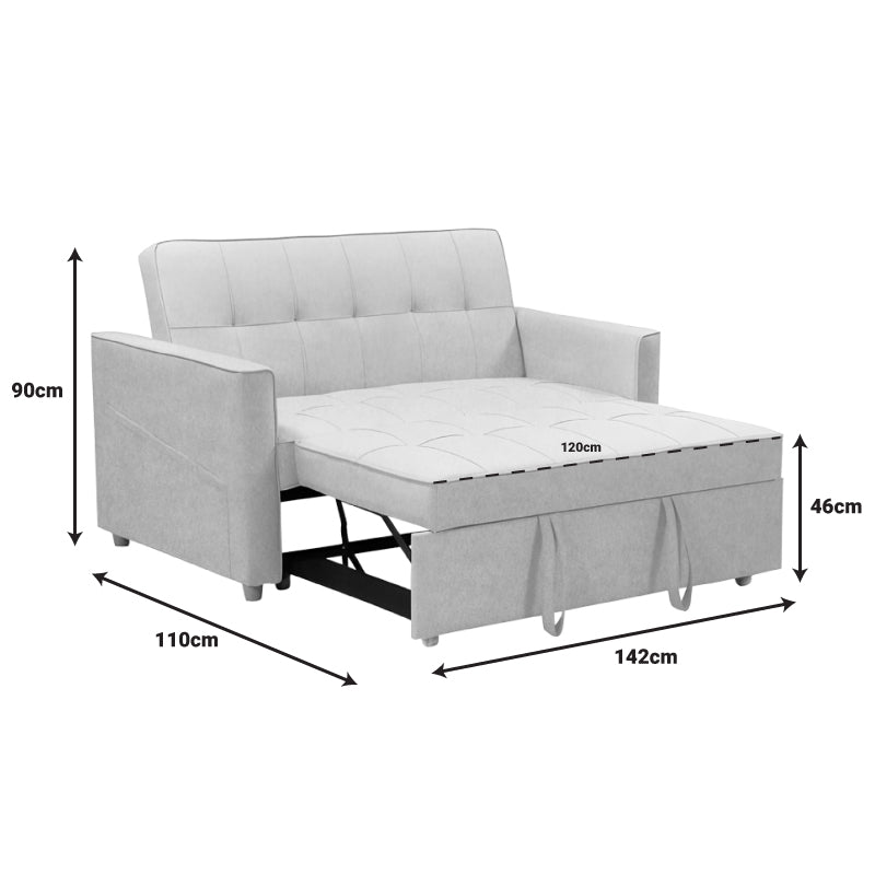 Canapea extensibila 2 locuri Commit, bej-gri, 142x93x46 cm